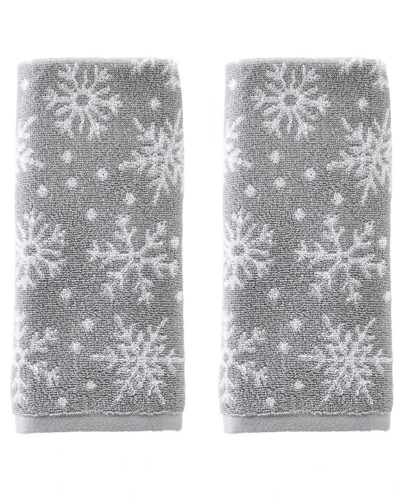 Skl Home Scattered Snowflakes Jacquard Cotton 2 Piece Hand Towel, 16" x 25"
