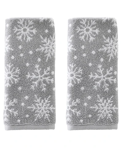 Skl Home Scattered Snowflakes Jacquard Cotton 2 Piece Hand Towel, 16" x 25"