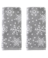 Skl Home Scattered Snowflakes Jacquard Cotton 2 Piece Hand Towel, 16" x 25"