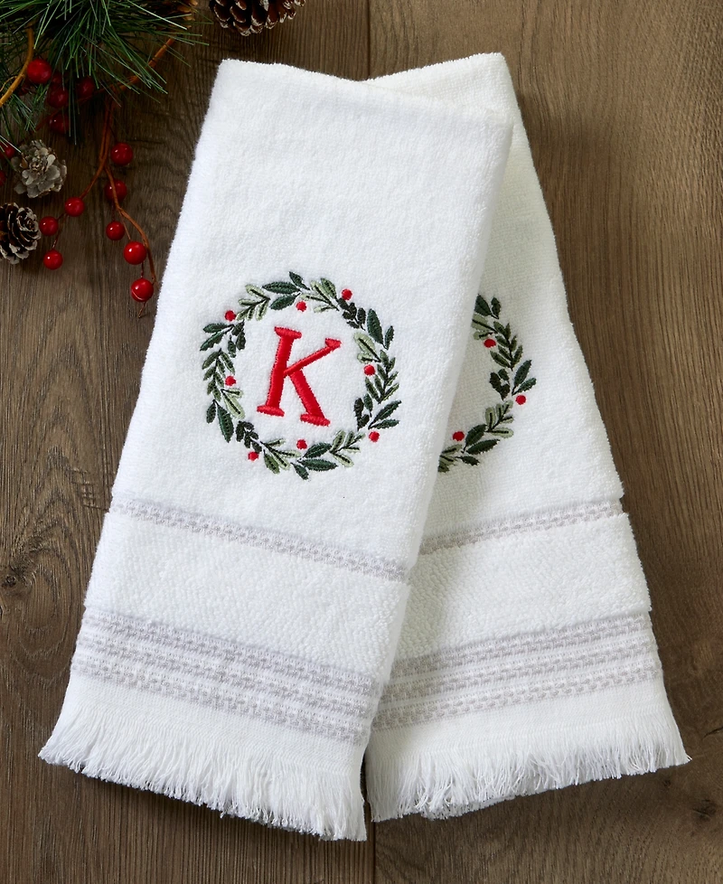 Skl Home Wreath Monogram Cotton Hand Towel, 16" x 26"