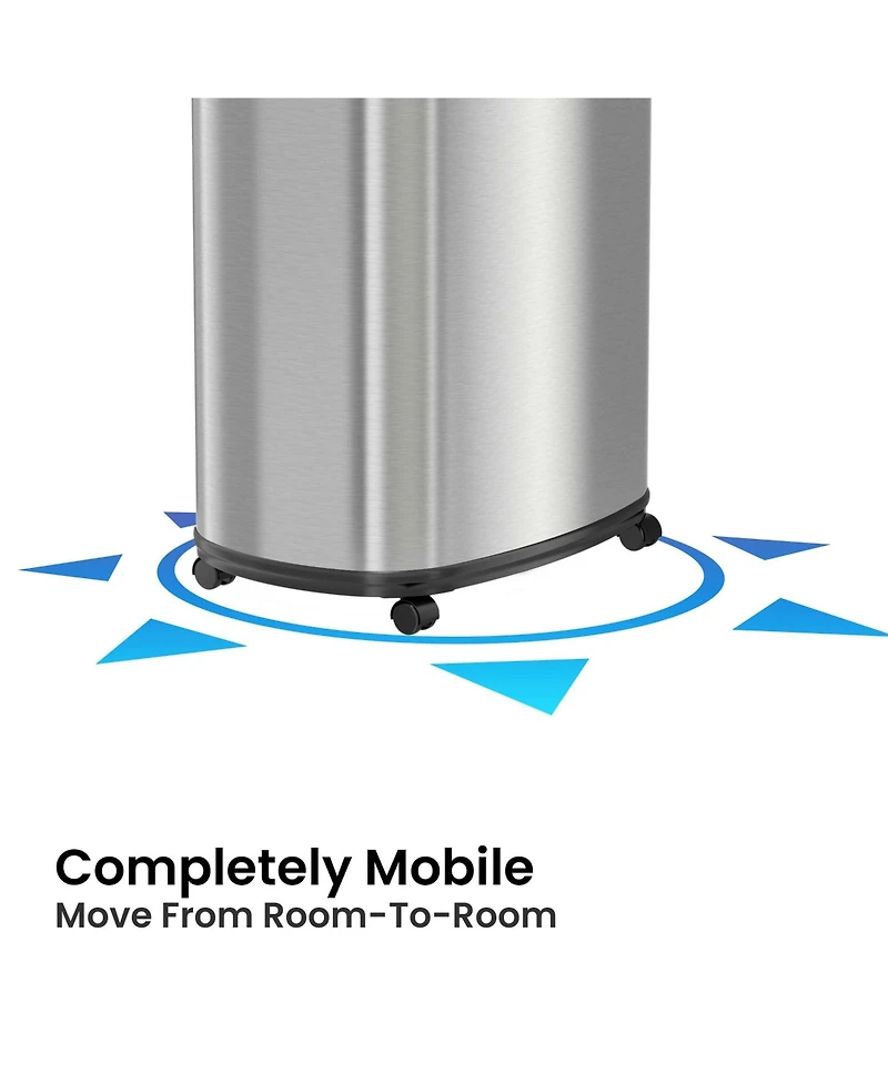 iTouchless Stainless Steel Oval Sensor Trash Can with Wheels and AbsorbX Odor Filter 13 Gallon Silver
