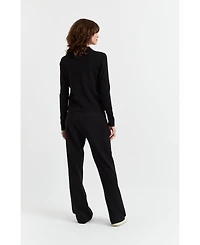 Chinti & Parker Women's Wool Cashmere Cropped Sporty Sweater