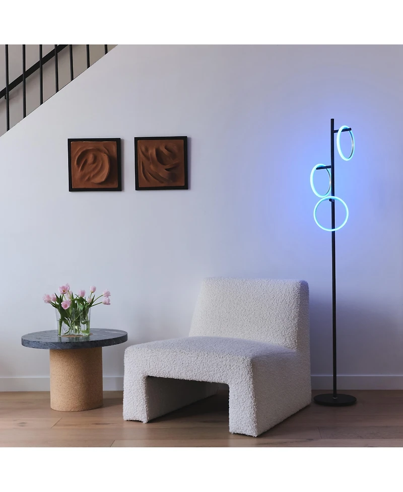 Saturn 66" Led Tree Floor Lamp with 3 Rgb Light Rings