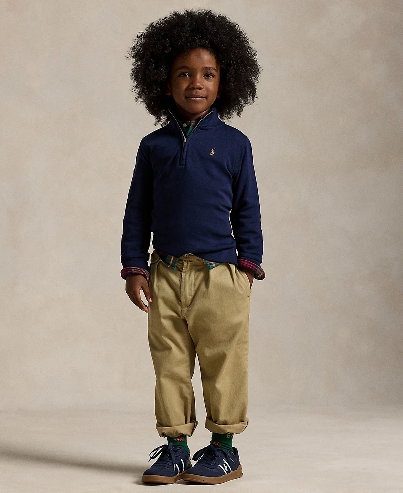 Polo Ralph Lauren Toddler and Little Boys Cotton Interlock Quarter-Zip Pullover shirt