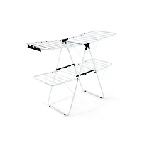2-Level Foldable Clothes Drying Rack with Adjustable Gullwing