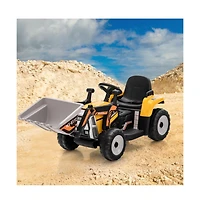 12V Battery Powered Kids Ride on Excavator with Adjustable Arm and Bucket-Yellow