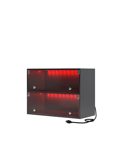 Simplie Fun Black Glass Door Shoe Box Shoe Storage Cabinet For Sneakers With Rgb Led Light