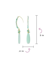 Bling Jewelry Boho Wire Wrap Cluster Bead Accent Elongated Fish Hook Long Teardrop Chandelier Dangle Earrings Gold Plated