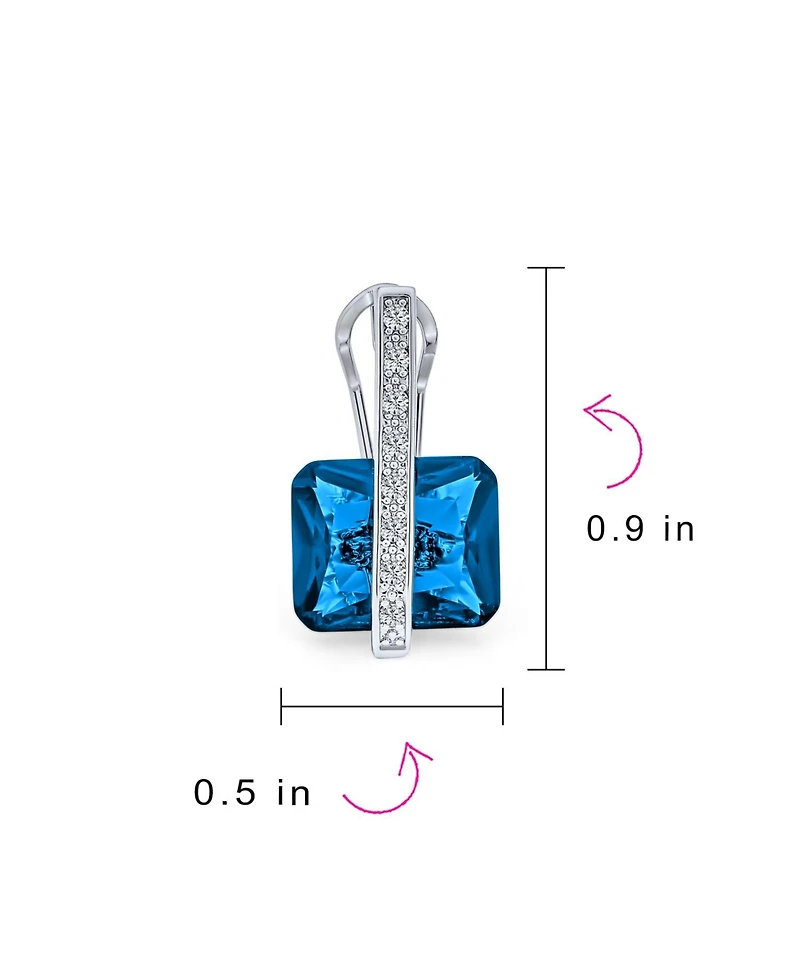 Bling Jewelry Art Deco Style Square Cubic Zirconia Rectangle Emerald Cut Cz Drop Earrings Rhodium Plated Omega Back