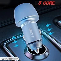 5 Core Usb Car Charger Cigarette Lighter Adapter 1 Usb 1 Type C Port Qc 3.0 36W Fast Charging