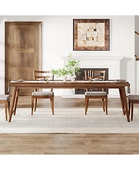 Tribesigns 78.7-Inch Dining Table, Mid-Century Modern Kitchen Dining Room Table for 6-8 People, Wood Kitchen Table Dinner Table, Rich Walnut