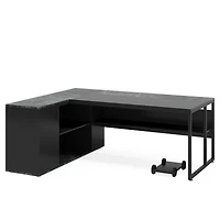Tribesigns 71 inch Executive Desk, L Shaped Desk with Cabinet Storage, Office Shelves for Home
