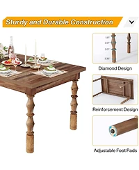 Tribesigns 62” Wood Dining Table for 4-6 People, Farmhouse Large Rectangle Kitchen Table, Dinner Table Kitchen & Dining Room Furniture with Car