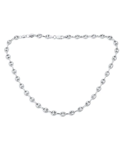 Bling Jewelry Unisex .925 Sterling Silver Nautical Anchor Link Puff Mariner Chain Necklace For Women Men 6MM Wide Inch
