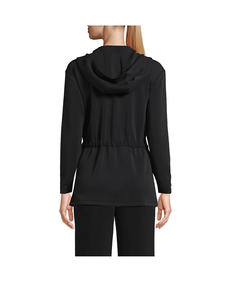Lands' End Women's Cupro Long Sleeve Full Zip Tunic Hoodie