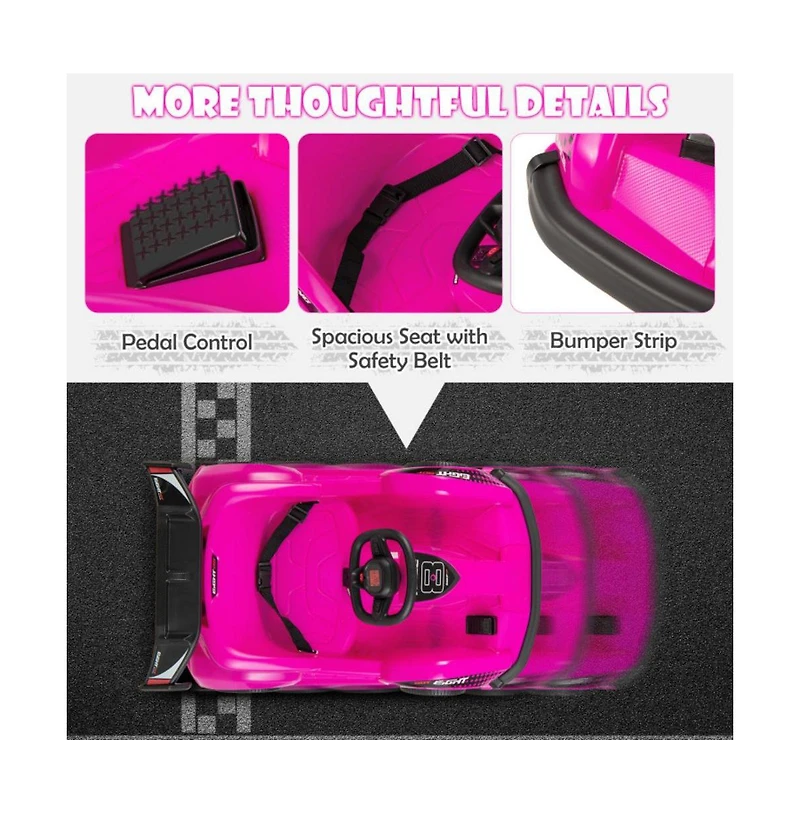 Vebreda 6V Kids Ride On Go Cart with Remote Control and Safety Belt-Pink