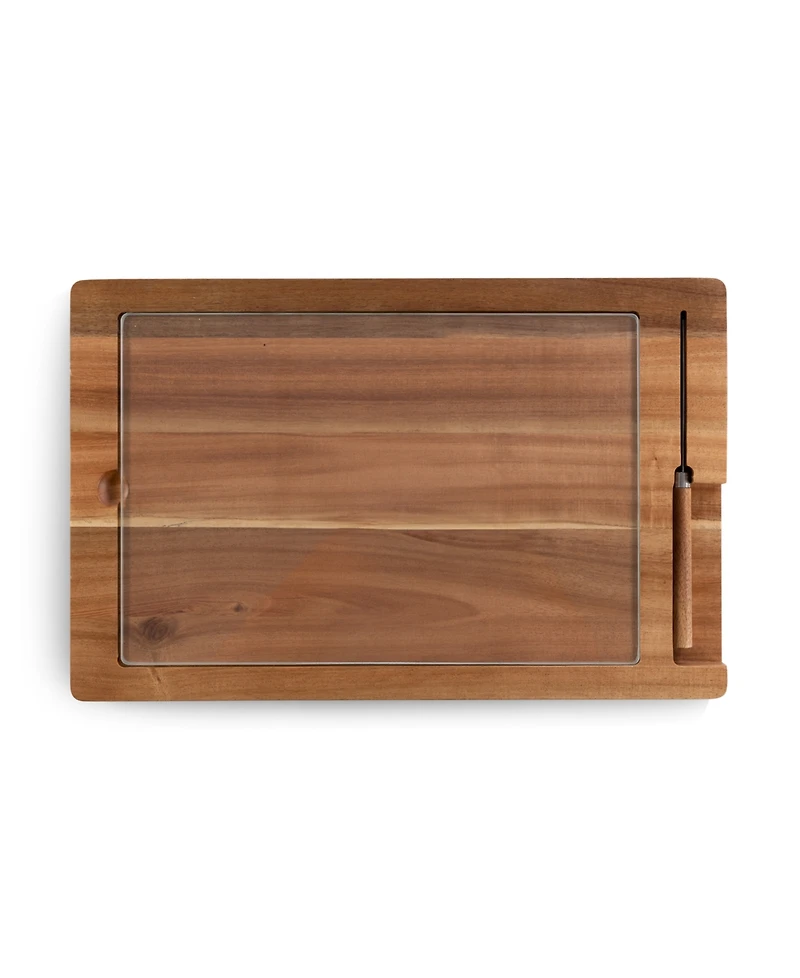 Toscana Ventana Glass and Acacia Cheese Board and Knife Set