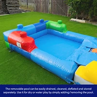 HeroKiddo Block Party Inflatable Water Slide Bounce House Combo with Splash Pool (with Air Blower), Commercial Grade, 100% Pvc Vinyl, for Kids and Adu