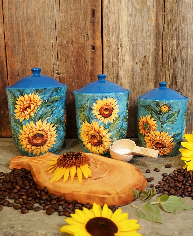 Certified International Golden Sunflowers Set of 3 Canisters