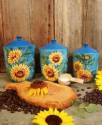 Certified International Golden Sunflowers Set of 3 Canisters