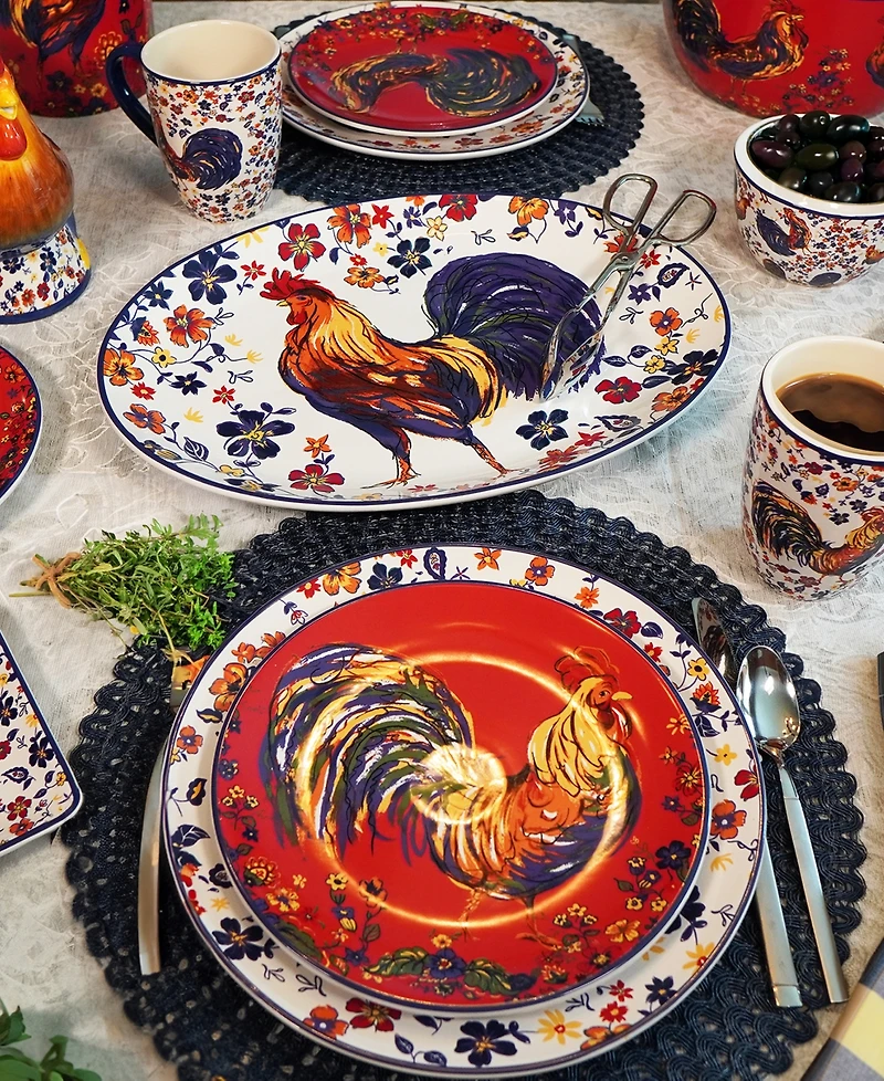 Certified International Morning Rooster 16Pc Dinnerware Set, Service for 4