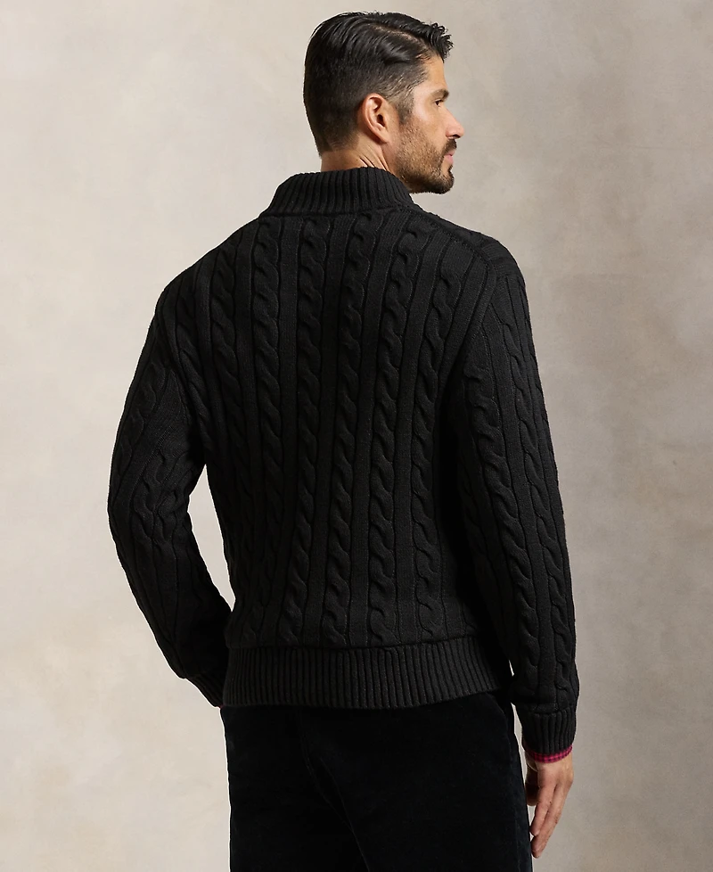Polo Ralph Lauren Men's Big & Tall Cable-Knit Cotton Quarter-Zip Sweater