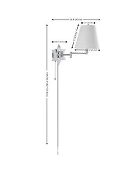 Jonathan Y David 18.5" 1-Light Modern French Country Swing Arm Plug-In or Hardwired Iron Led Star Wall Sconce with Pull-Chain and Usb Charging Port