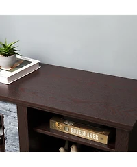 Streamdale Modern Faux Stone Tv Console with Storage Cabinet