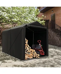 Sugift 7 x 5.2FT Storage Shelter Outdoor Bike Tent with Waterproof Cover and Zipper Door-Gray