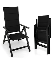 Sugift Outdoor Dining Chair with Soft Padded Seat and 7-Position Adjustable Backrest
