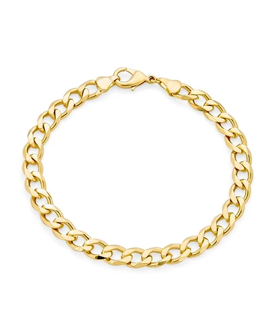 Bling Jewelry Urban Biker Jewelry 7MM Flat Miami Cuban Curb Link Bracelet 180 Gauge Yellow Gold Plated Brass