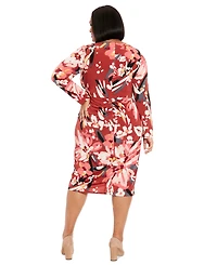 London Times Plus Size Hardware-Trim Side-Ruched Dress