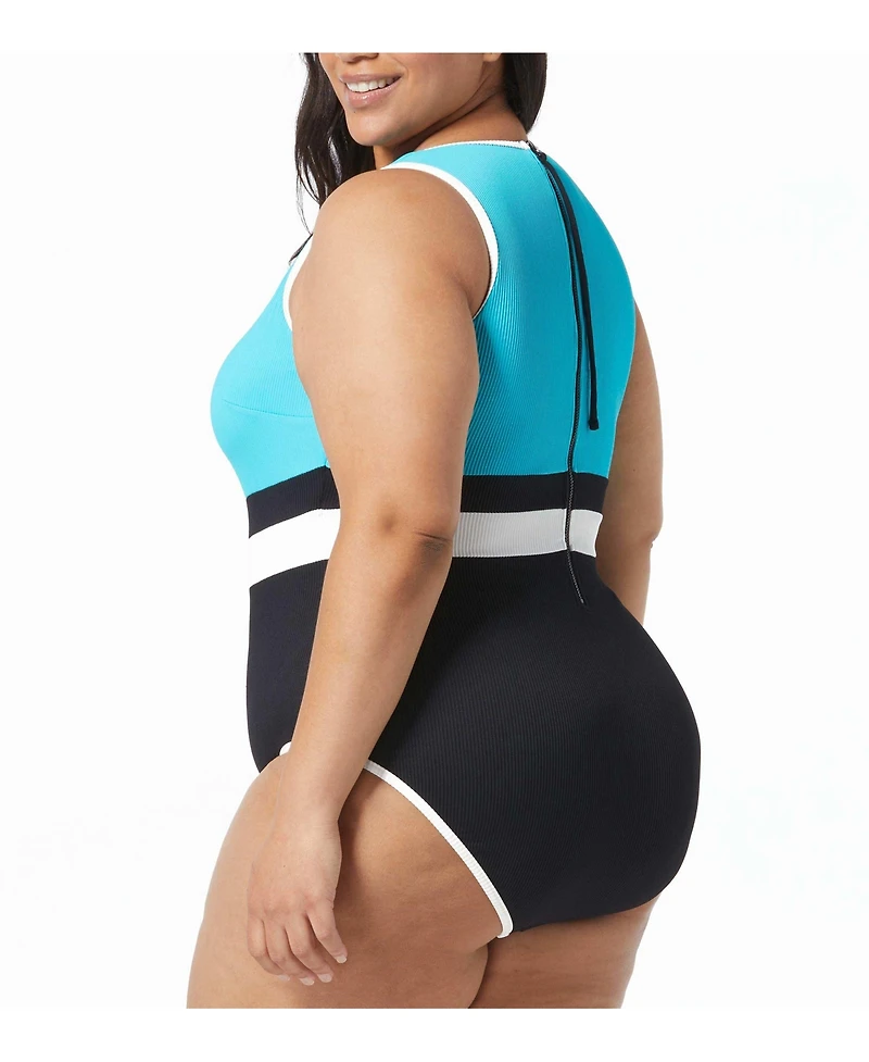Beach House Sport Plus Size Aspire Ribbed One Piece Swimsuit