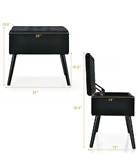 Sugift Velvet Storage Ottoman with Solid Wood Legs for Living Room Bedroom