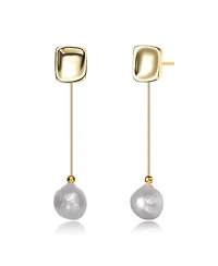Sterling Silver Gold Plated with Genuine Freshwater Pearl Drop Earrings