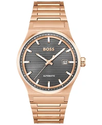 Hugo Boss Men's Candor Auto Mech-Automatic Ionic Plated Rose Gold Steel Watch 41mm