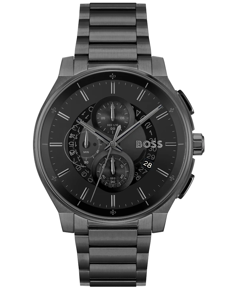 Hugo Boss Men's Peak 2.0 Quartz Chrono Ionic Plated Black Steel Watch 45mm