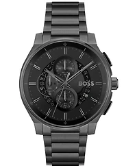 Hugo Boss Men's Peak 2.0 Quartz Chrono Ionic Plated Black Steel Watch 45mm