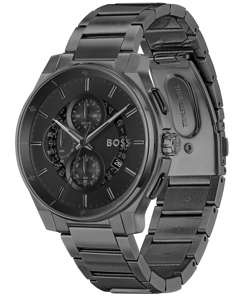 Hugo Boss Men's Peak 2.0 Quartz Chrono Ionic Plated Black Steel Watch 45mm