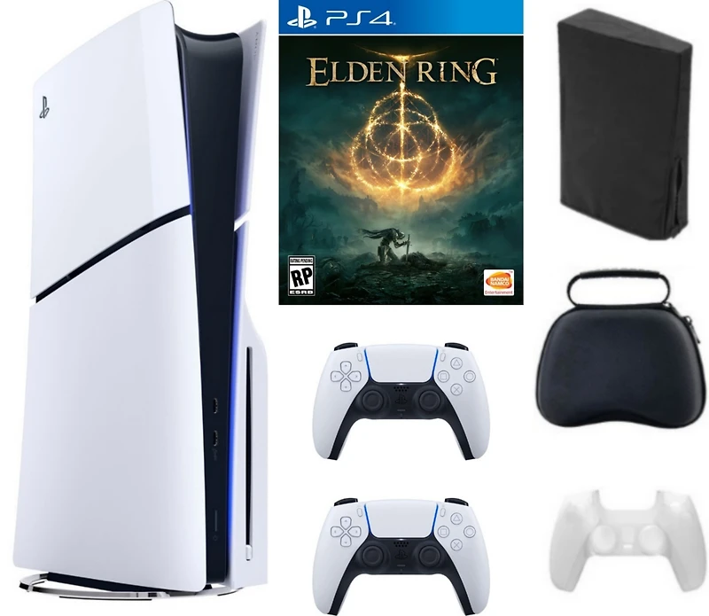 Sony PS5 - Playstation 5 Slim Disc Bundle With Accessories, Extra Controller and Elden Ring Game
