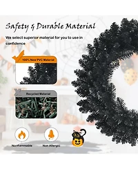 Skonyon 24 Inch Pre-lit Halloween Wreath with 35 Purple Led Lights
