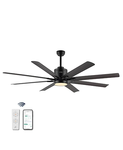 Jonathan Y Octo 66" 1-Light Contemporary Industrial Iron/Plastic Mobile-App/Remote-Controlled 6-Speed Ceiling Fan with Integrated Led Light