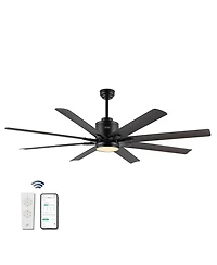 Jonathan Y Octo 66" 1-Light Contemporary Industrial Iron/Plastic Mobile-App/Remote-Controlled 6-Speed Ceiling Fan with Integrated Led Light
