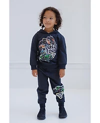 Monster Jam Toddler Boys Grave Digger Mutt Megalodon Fleece Pullover Hoodie & Pants to