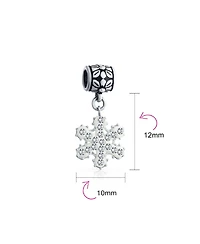 Bling Jewelry Frozen Winter Crystal Dangle Holiday Party Christmas Snowflake Bead Charm For Sterling Silver European Bracelet