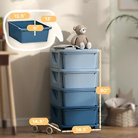 Qaba 30" 4 Tier Kids Storage Unit Dresser Tower,