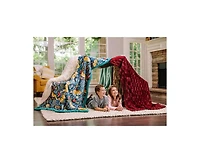 Chanasya Premium Gold Fox Print Fleece Throw Blanket - Cozy and Warm, Cute Design, Super Soft, Plush Fluffy Sherpa