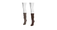 Muk Luks Women's Slouch Knit Cable (2 Pair Pack)