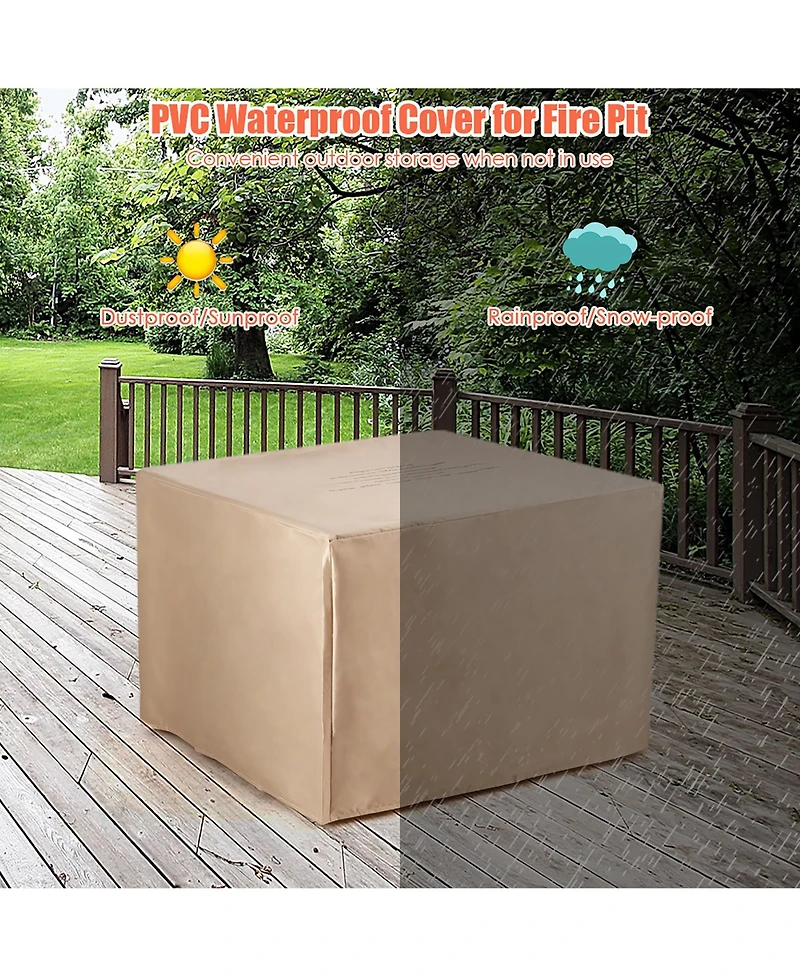 7PCS Patio Rattan Furniture Set 30'' Fire Pit Table Cover Cushion Sofa