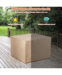 7PCS Patio Rattan Furniture Set 30'' Fire Pit Table Cover Cushion Sofa